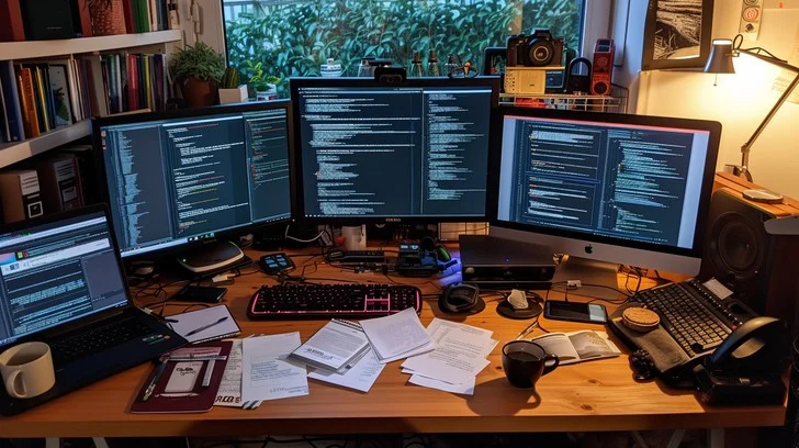Software developer workspace - Free Developer's Workspace Setup Image - Workspace, Monitors, Code ...