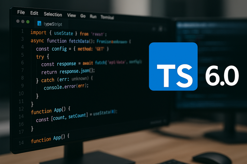 TypeScript code on monitor - TypeScript 6.0: What's New and Improved | Ali N. posted on the ...