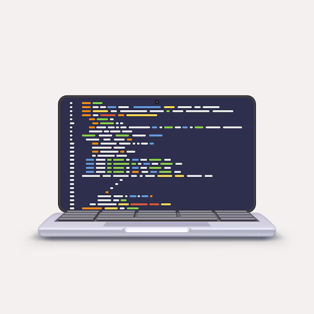 computer screen with code - Software code lines on screen of laptop | Premium Vector
