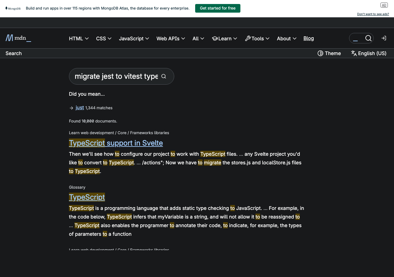 Official documentation for migrate jest to vitest typescript