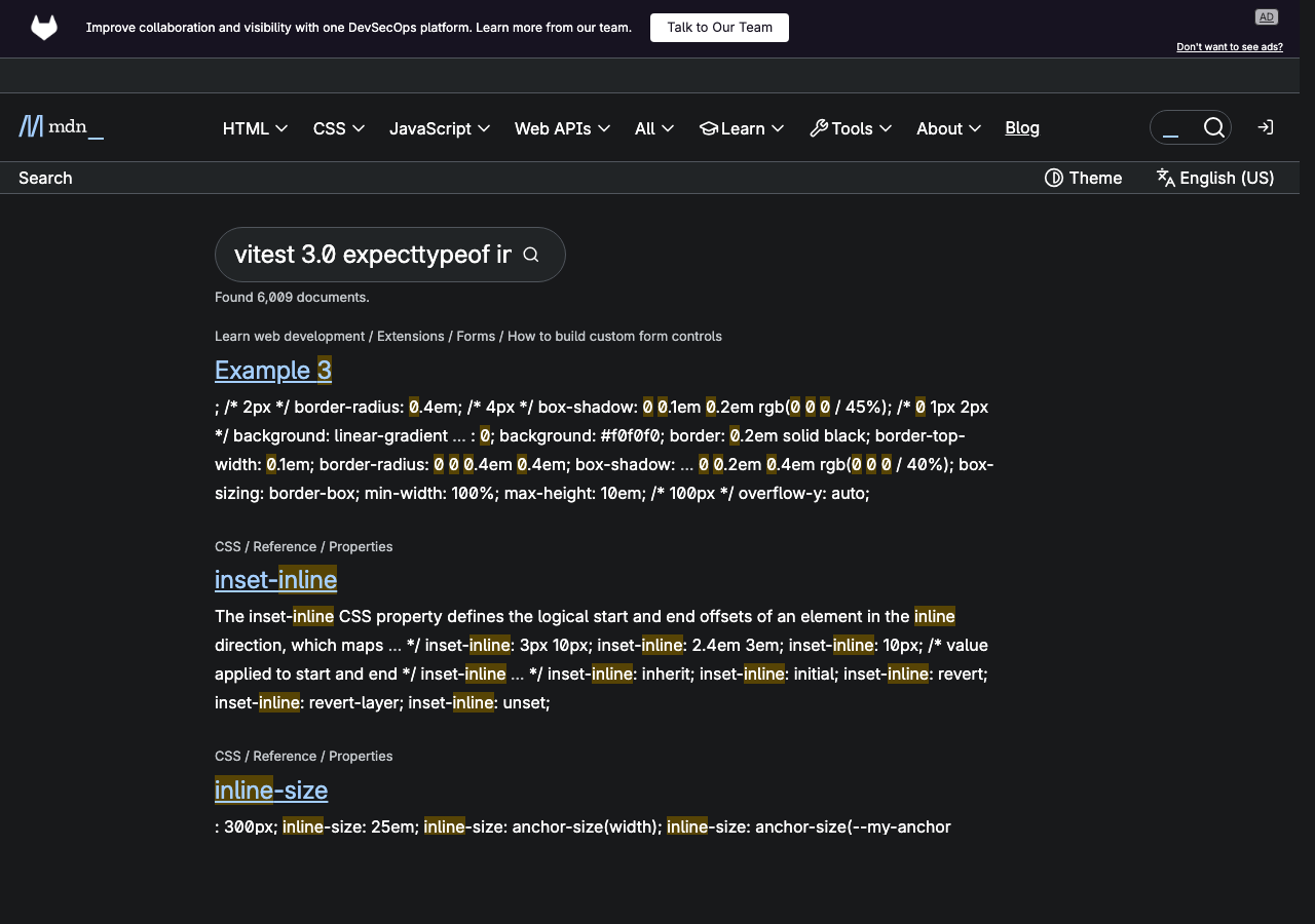 Official documentation for vitest 3.0 expecttypeof inline