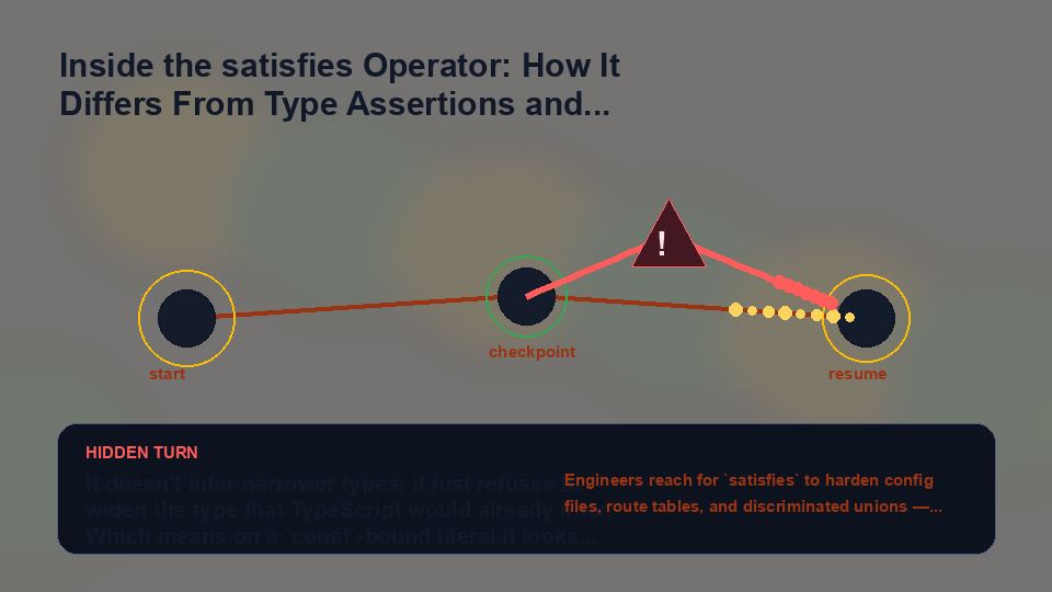 Opening visual showing the hidden path in Inside the satisfies Operator: How It Differs From Type Assertions and Annotations